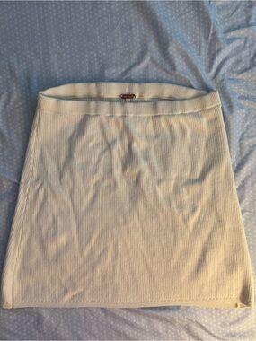 Free People Cream Ribbed Knit Mini Skirt